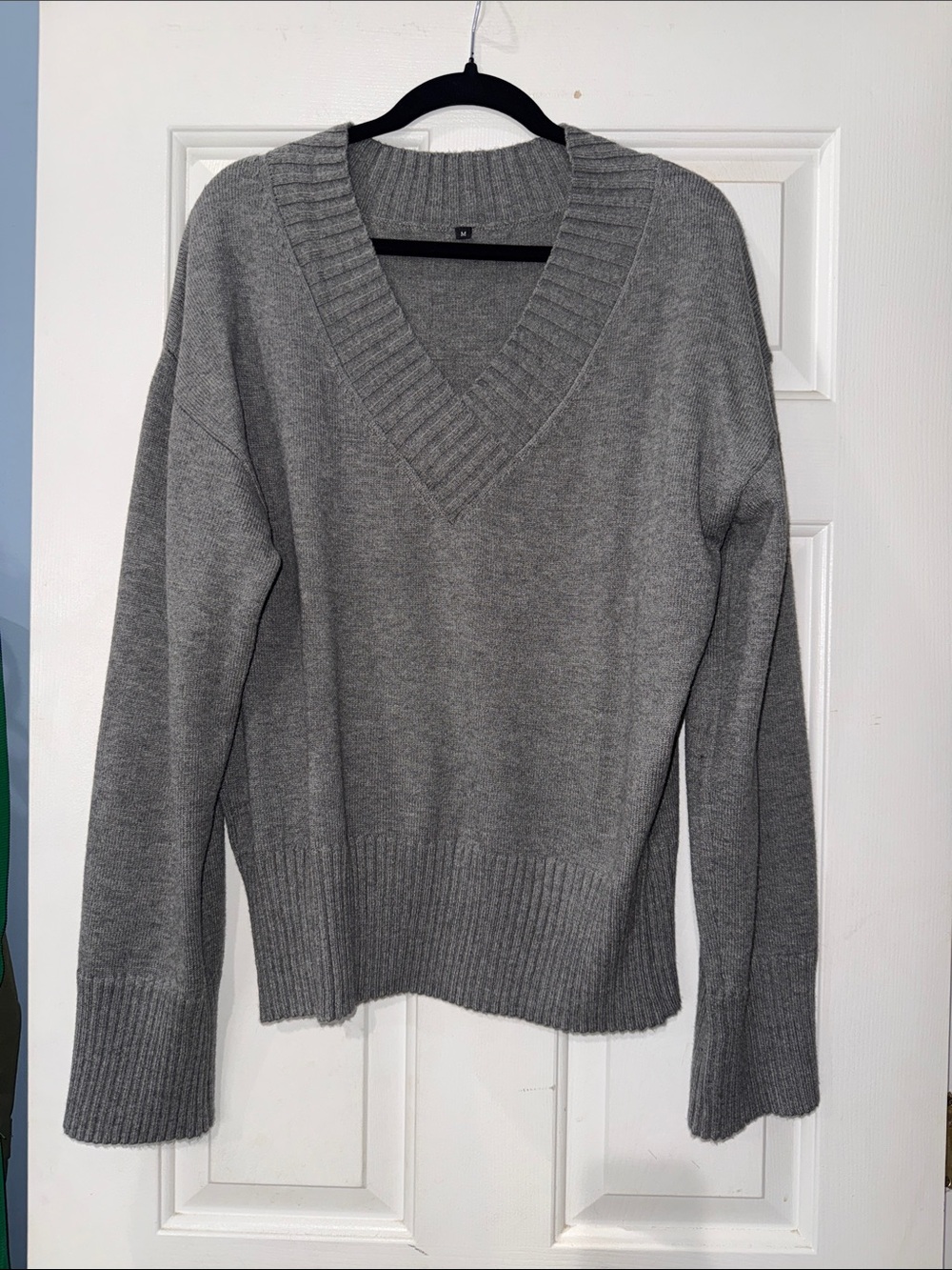 Grey V-Neck Women's Sweater